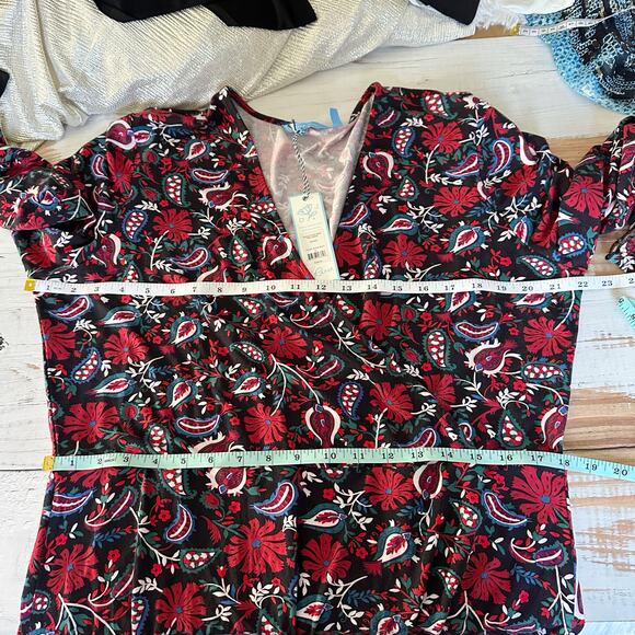 Draper James Paisley Print Faux Wrap Stretch Midi Dress Size XL - Picture 10 of 12